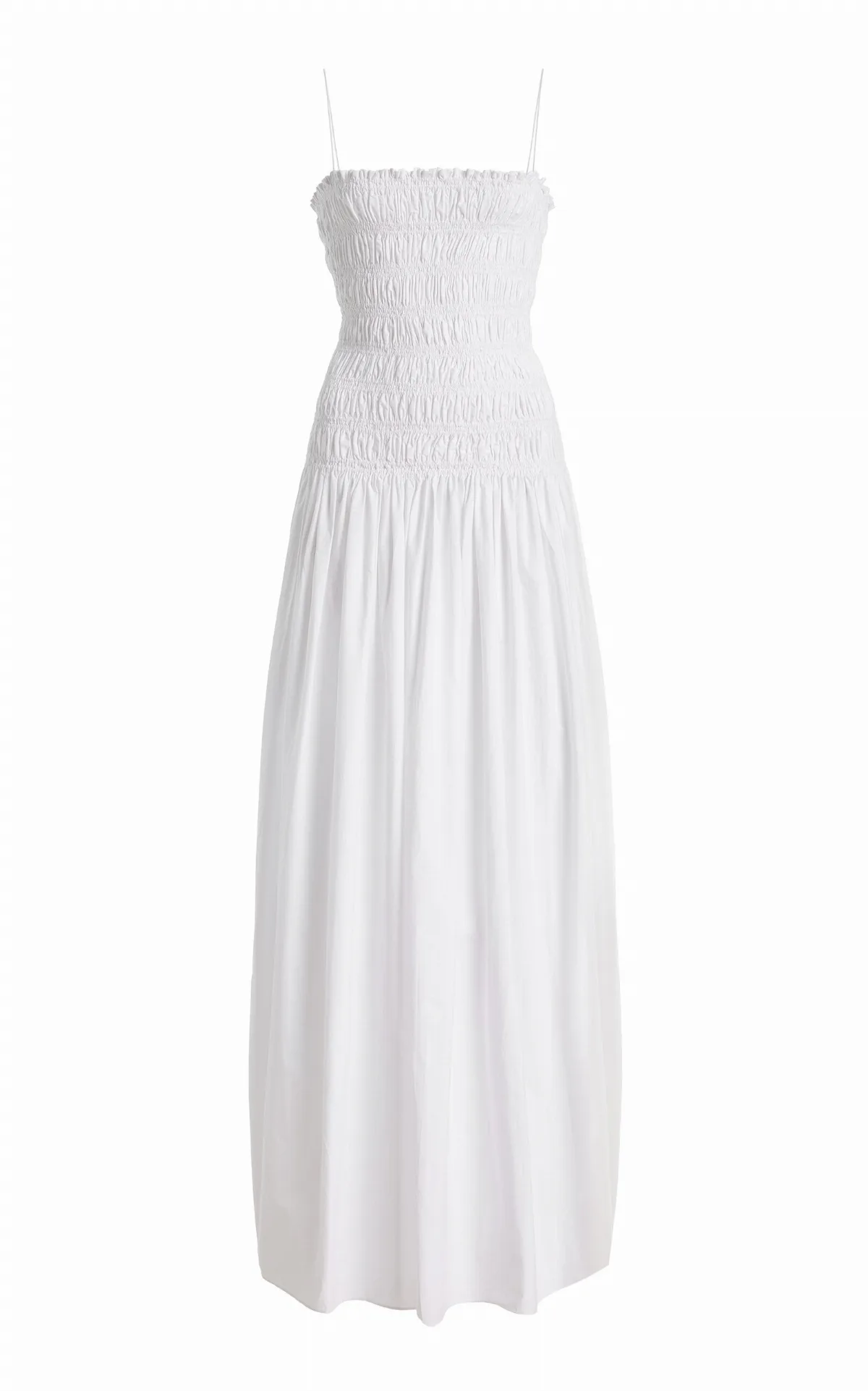 Shirred Cotton Drop-Waist Maxi Dress
