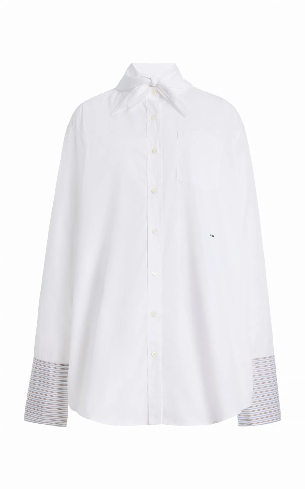 Tie-Neck Cotton Shirt by Prada