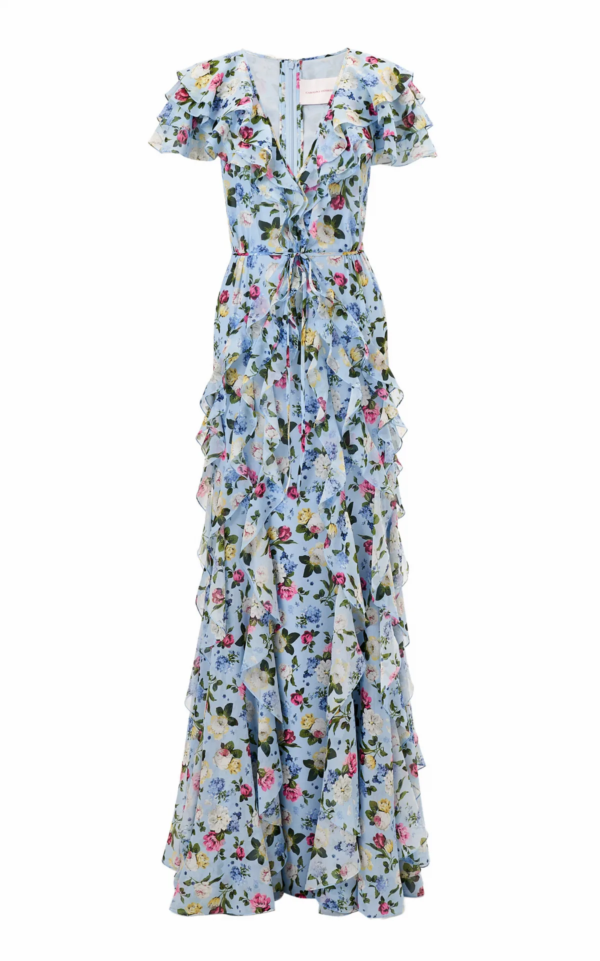 Ruffled Garden Floral Silk-Chiffon Gown by Carolina Herrera