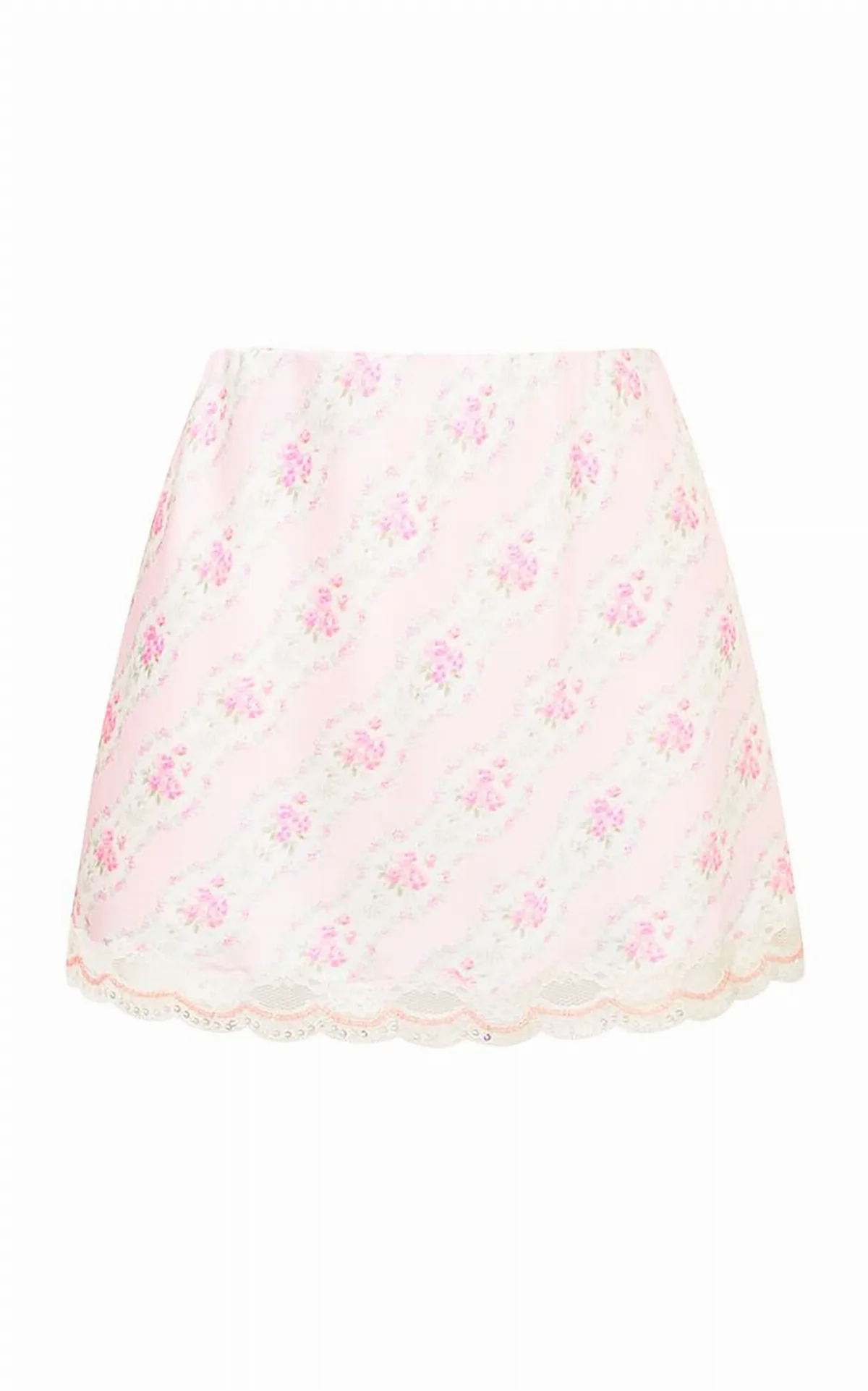 Bernes Floral Satin Mini Skirt by LoveShackFancy