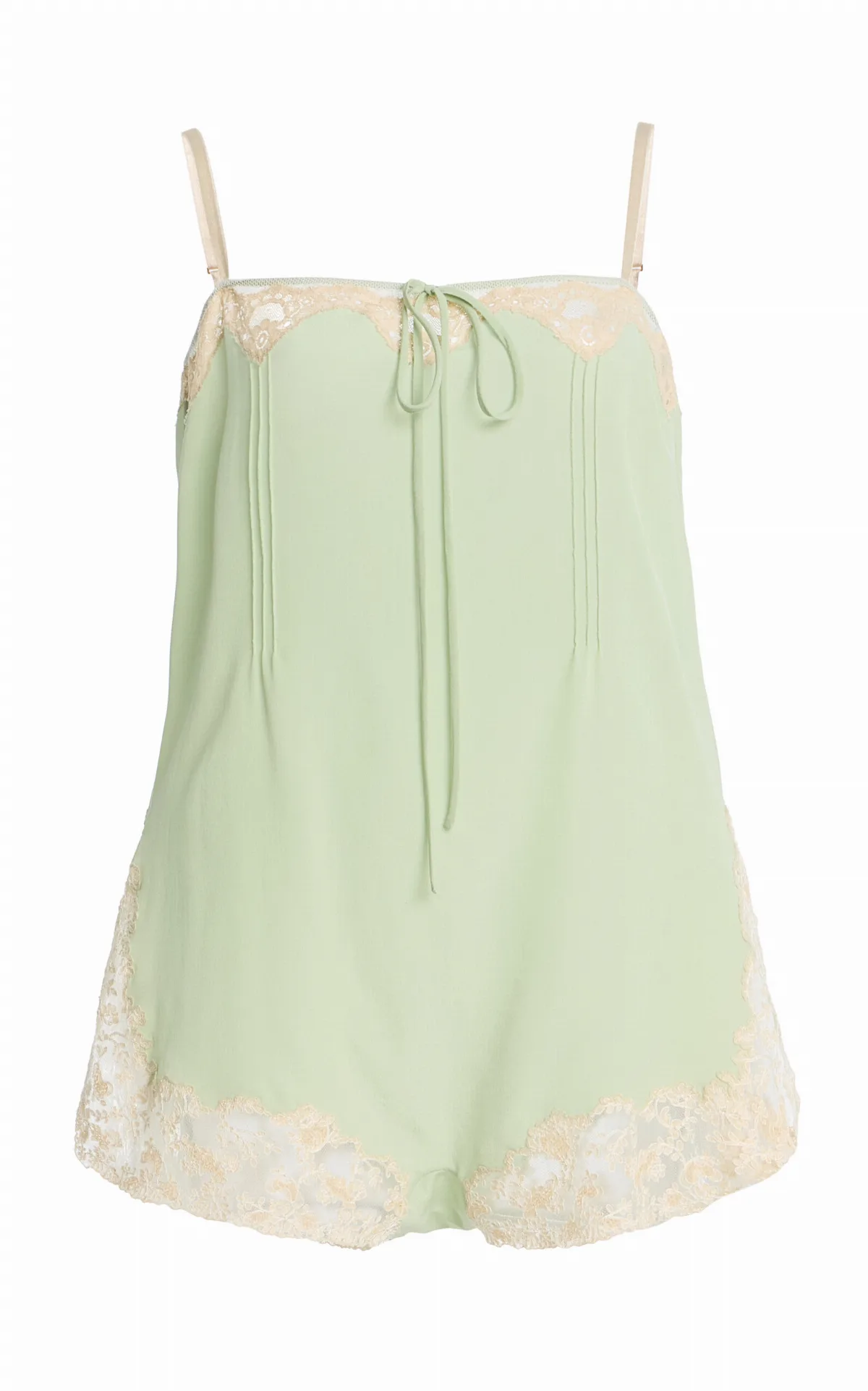 Lace-Trimmed Silk Crepe De Chine Romper by Saint Laurent