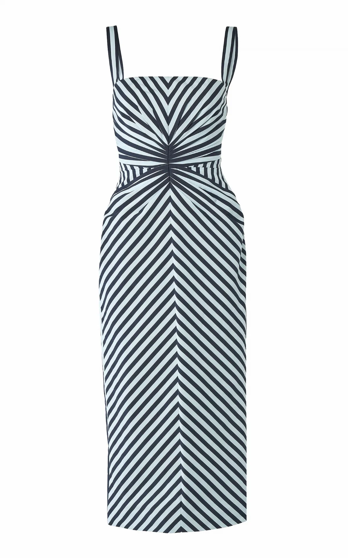 Ruched Cotton-Blend Stripe Pencil Dress by Carolina Herrera