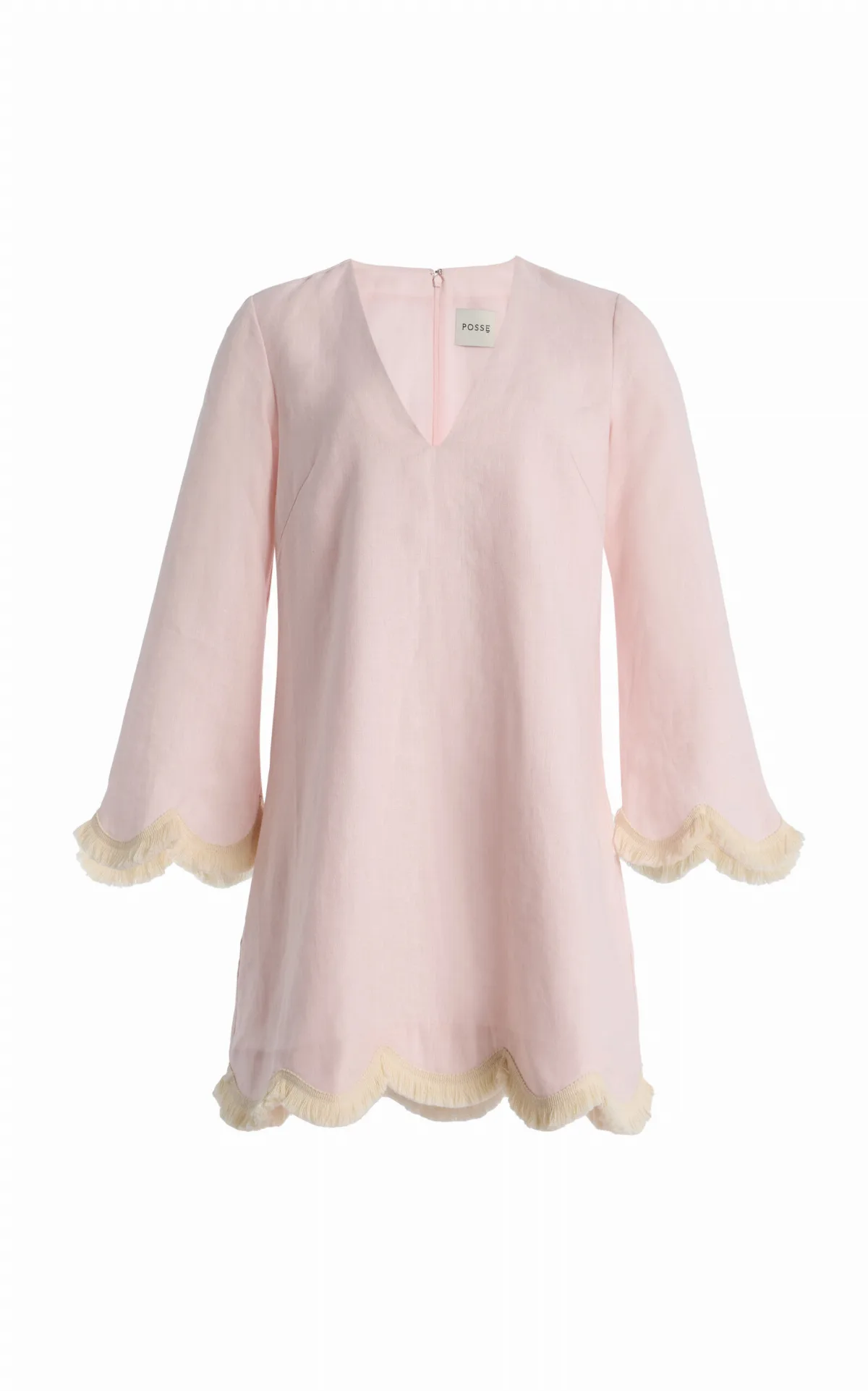 Essie Fringed Linen Mini Kaftan by Posse