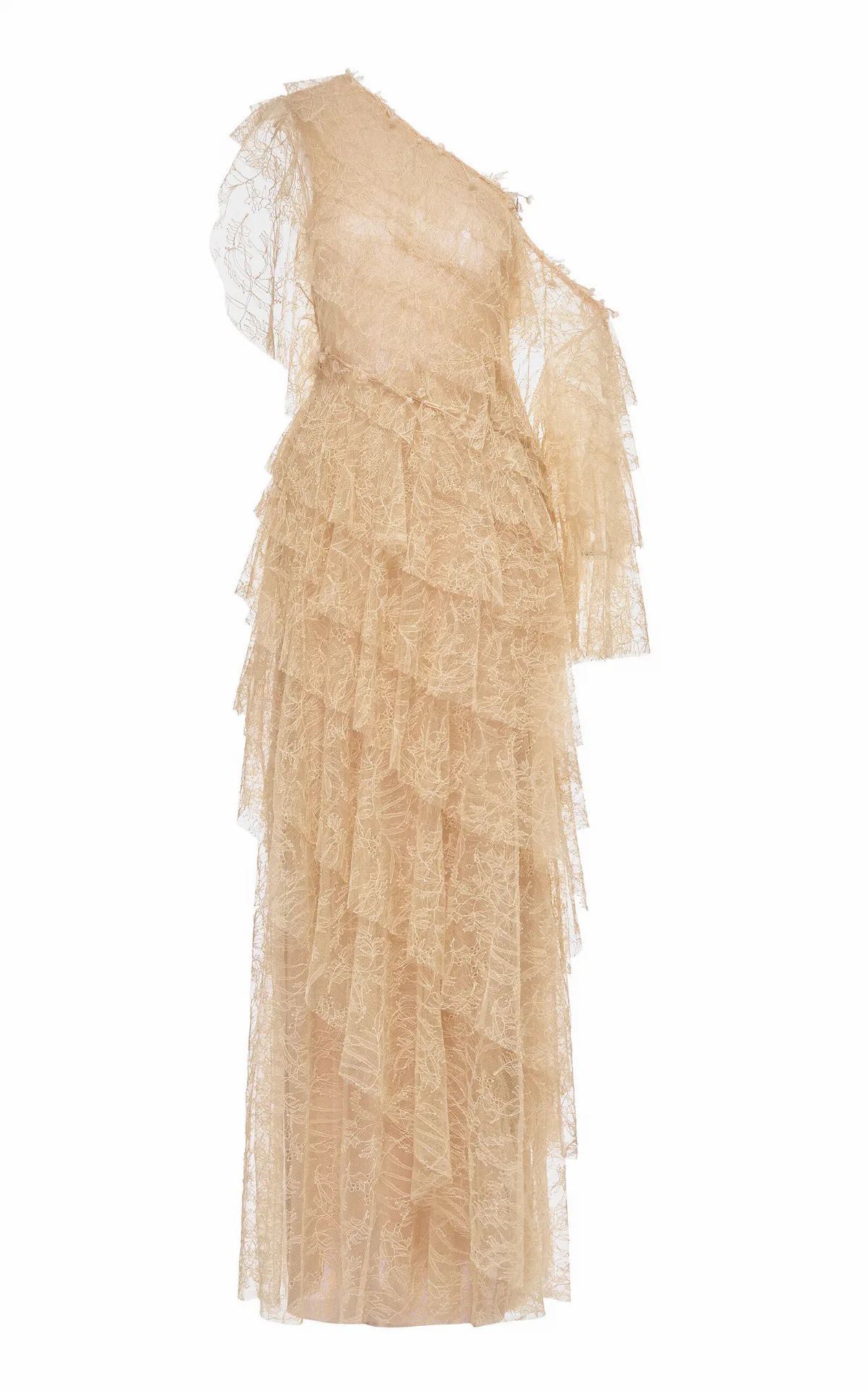 Lace Tiered Asymmetrical Maxi Dress by MONTSAND