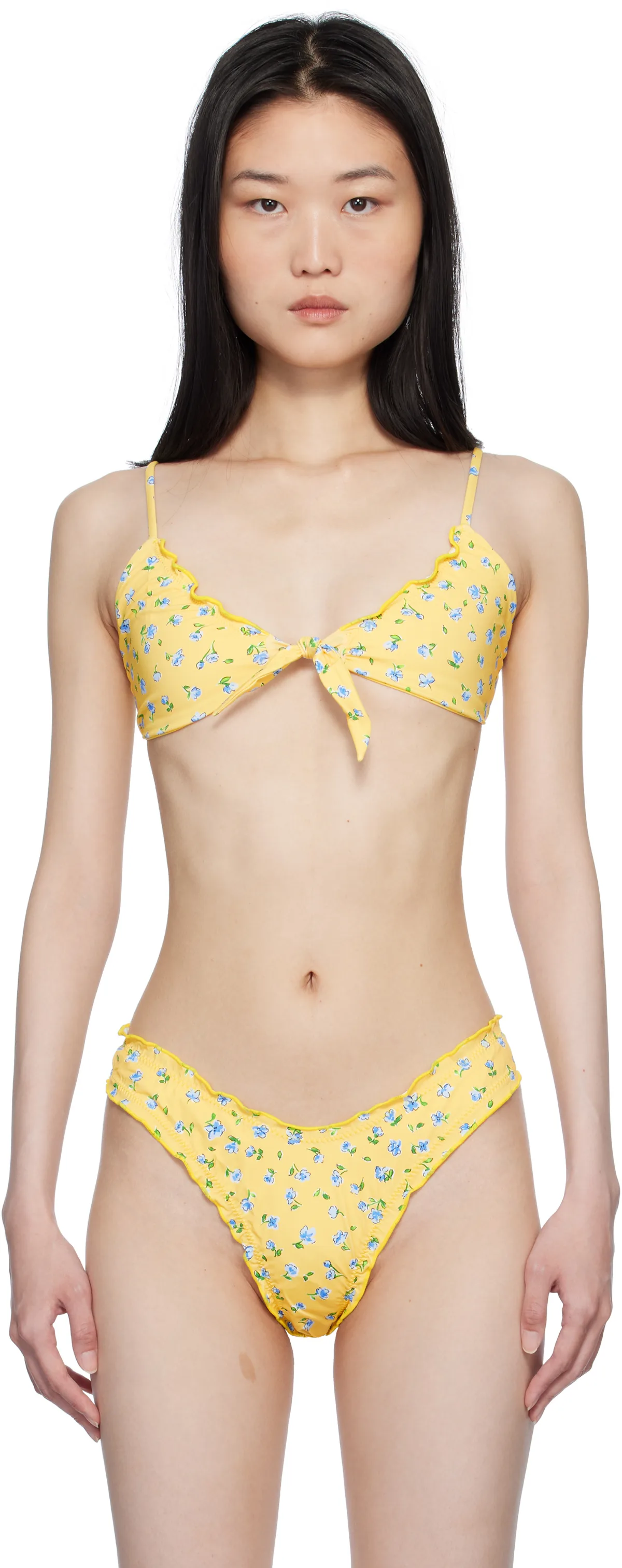 Yellow Maison Floral Skimpy Bikini Top by Frankies Bikinis