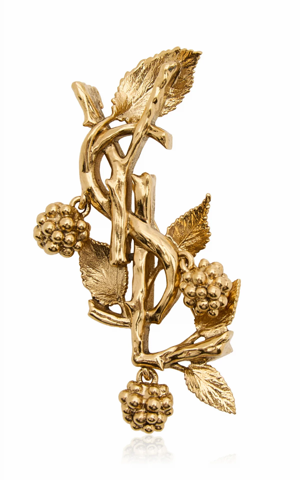 YSL Mulberry Metal Brooch by Saint Laurent