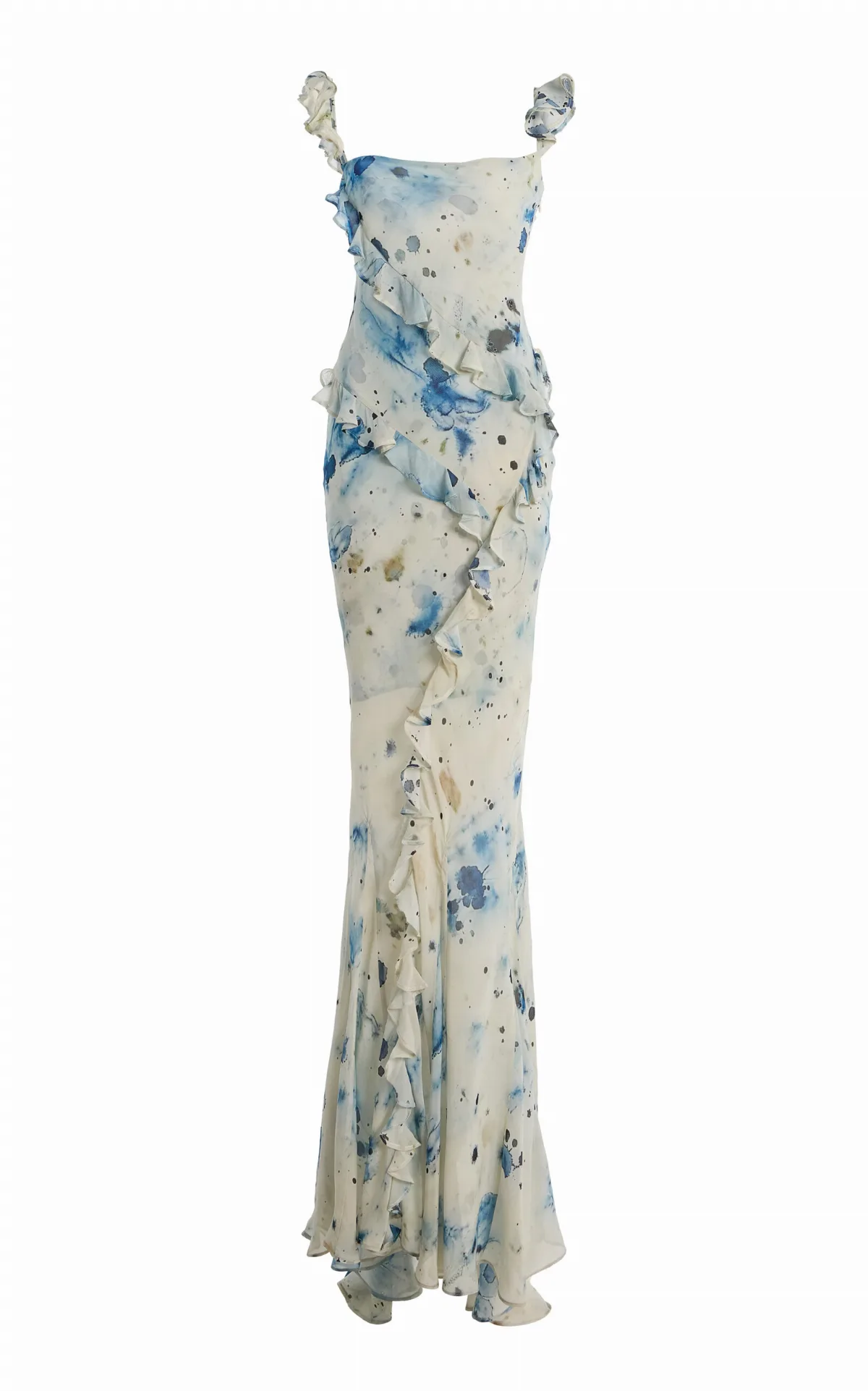 Romantic Ruffled Silk Maxi Dress by Paris Georgia