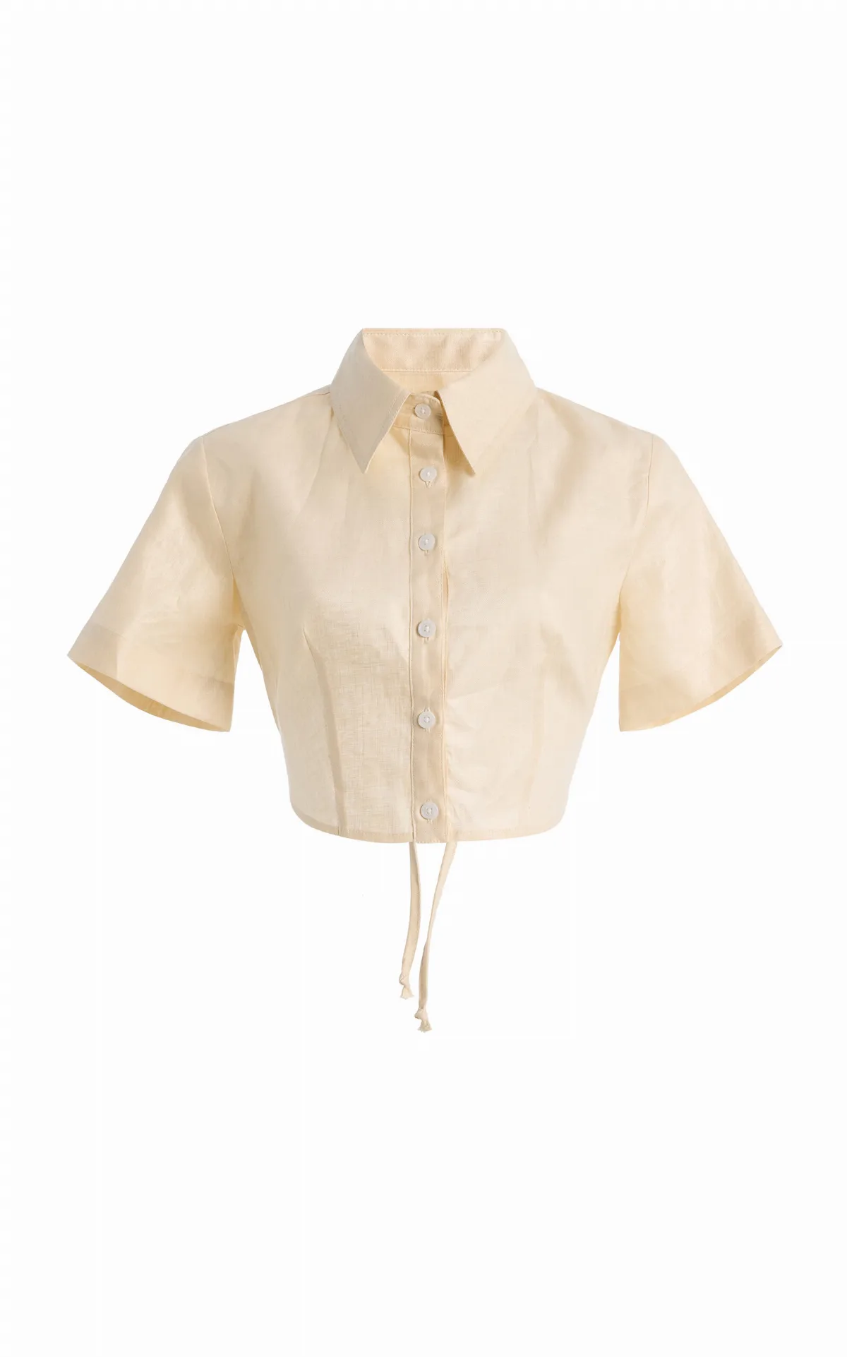 Linen Cropped Tie-Back Shirt by Matthew Bruch