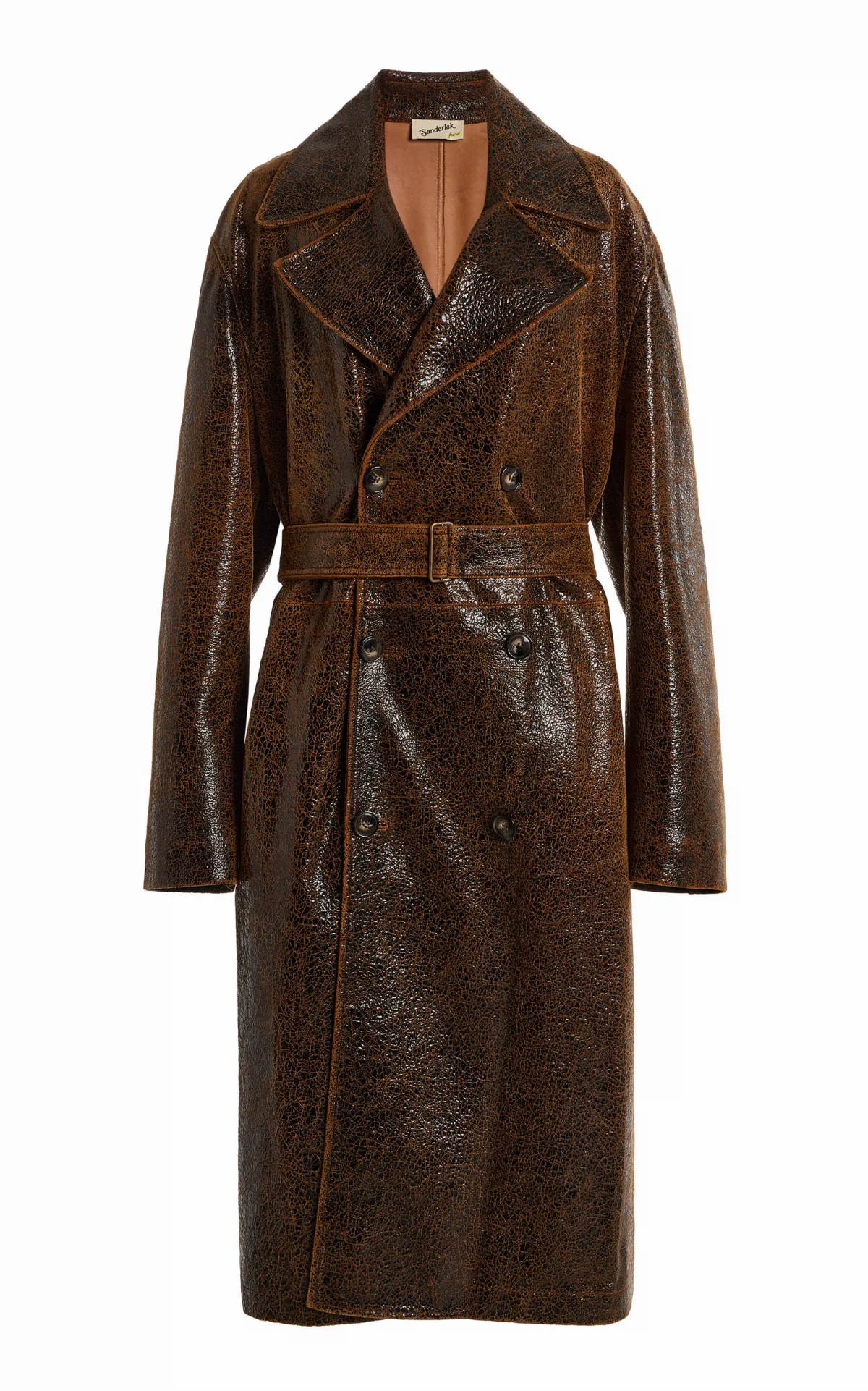 Belted Leather Trench Coat