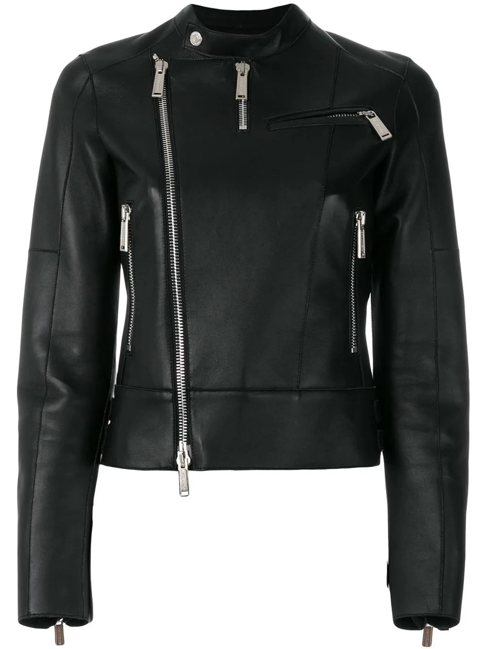 Band Collar Leather Jacket by DSQUARED2