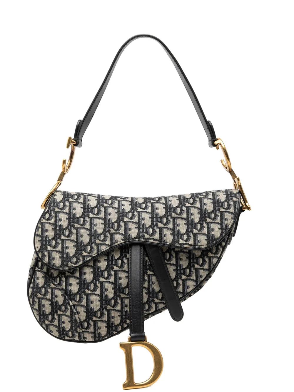 2018 Oblique Canvas Saddle Bag Shoulder Bag by Christian Dior Pre-Owned