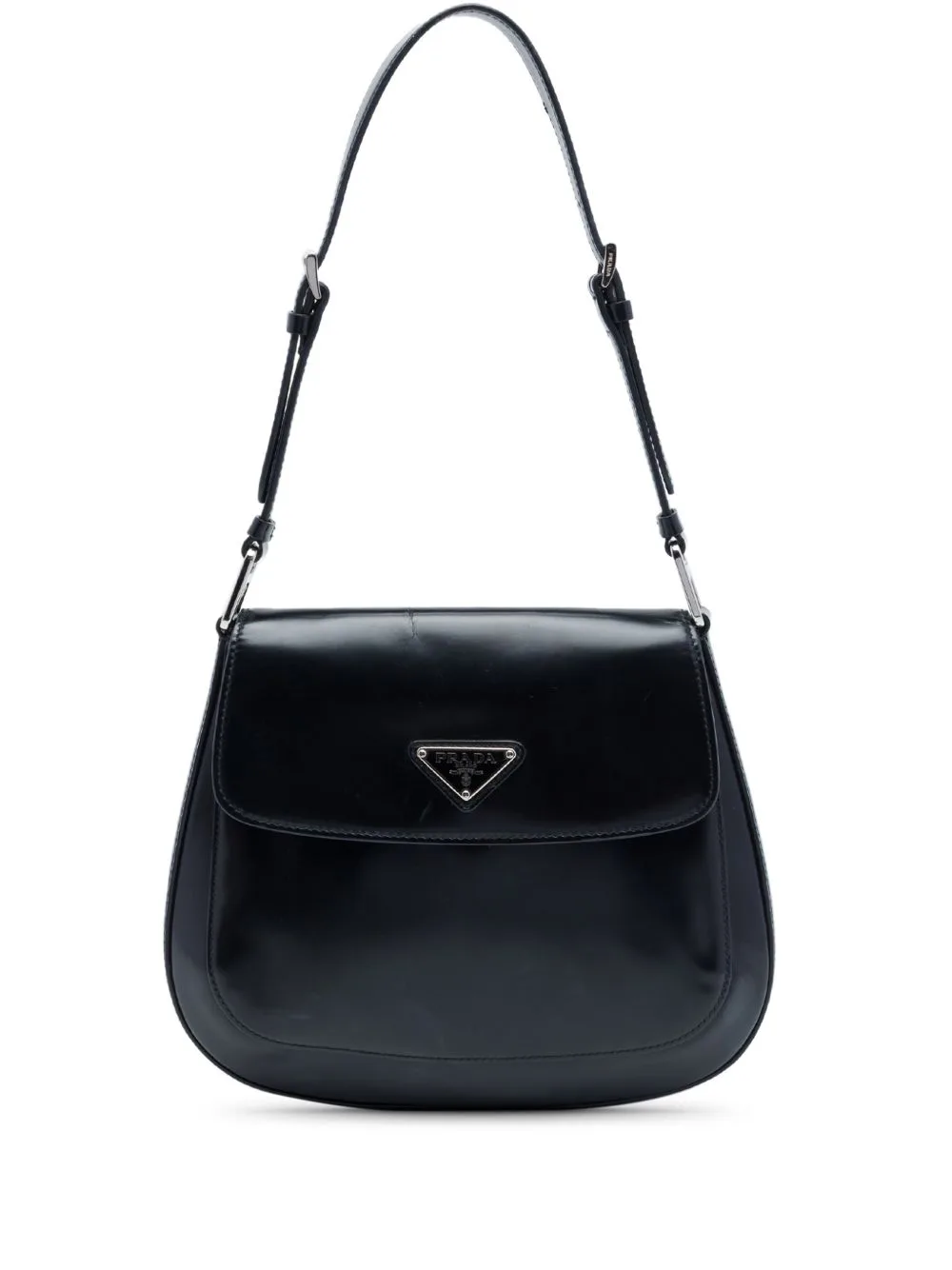2013-2026 Spazzolato Leather Cleo Flap Shoulder Bag by Prada Pre-Owned