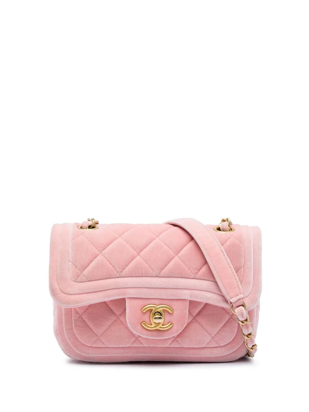 2021-2026 Mini Quilted Velvet Double Frame Flap Crossbody Bag