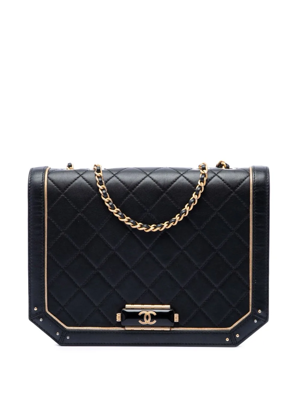 2017-2018 Quilted Calfskin Octagon CC Clasp Flap Crossbody Bag by CHANEL Pre-Owned