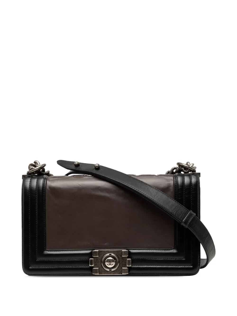 2011 Old Medium Bicolor Glazed Calfskin Boy Flap Crossbody Bag by CHANEL Pre-Owned