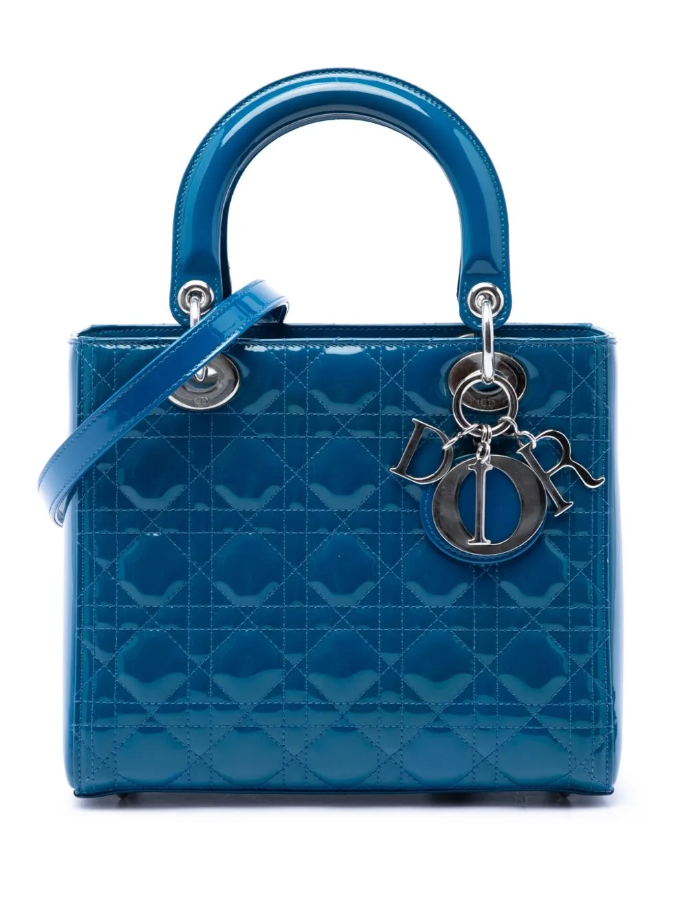 2015 Medium Patent Cannage Lady Dior Satchel