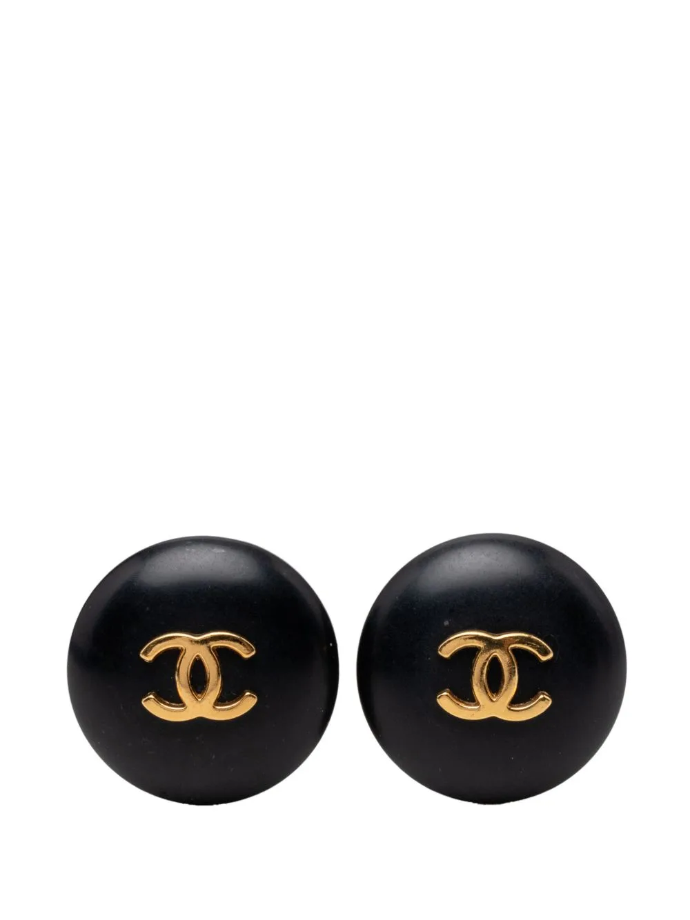 1995 CC Gold Plated and Resin Clip on Earrings Costume Earrings by CHANEL Pre-Owned