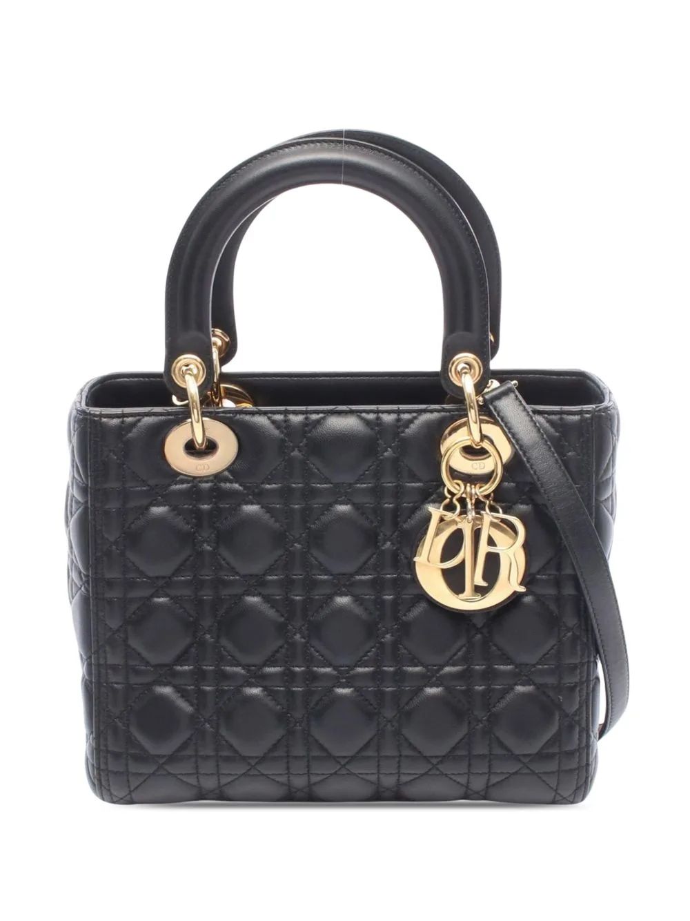 2010-2020 Medium Lambskin Cannage Lady Dior Satchel by Christian Dior Pre-Owned