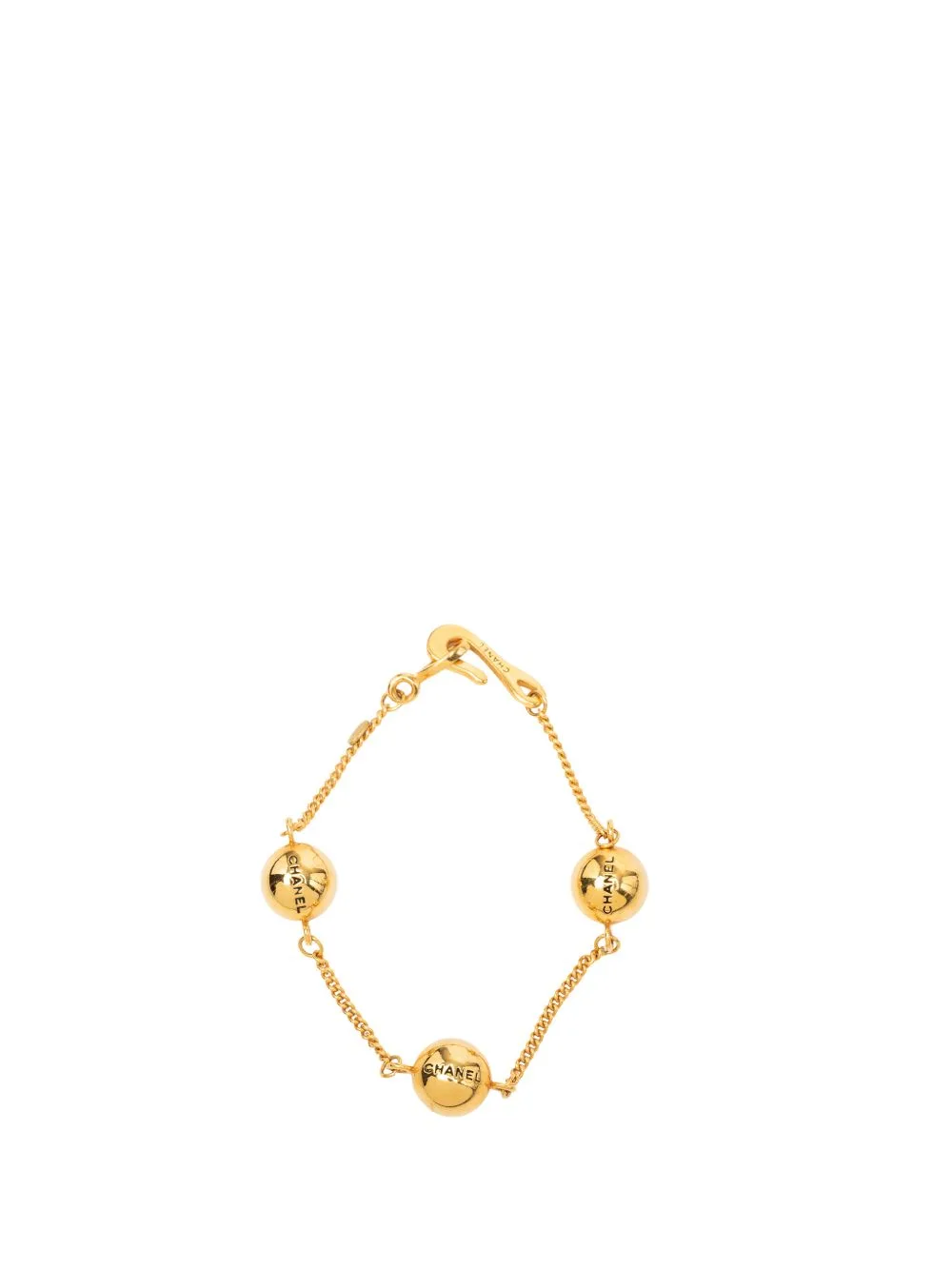 1996 CC Gold Plated Sphere Chain Link Bracelet Costume Bracelet by CHANEL Pre-Owned