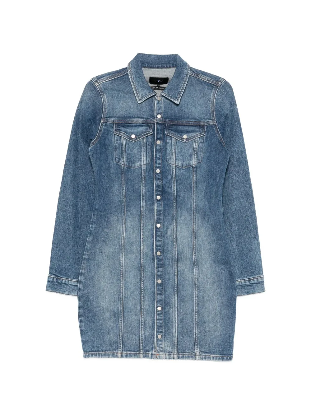 Long-Sleeve Button-Up Mini Dress by 7 For All Mankind