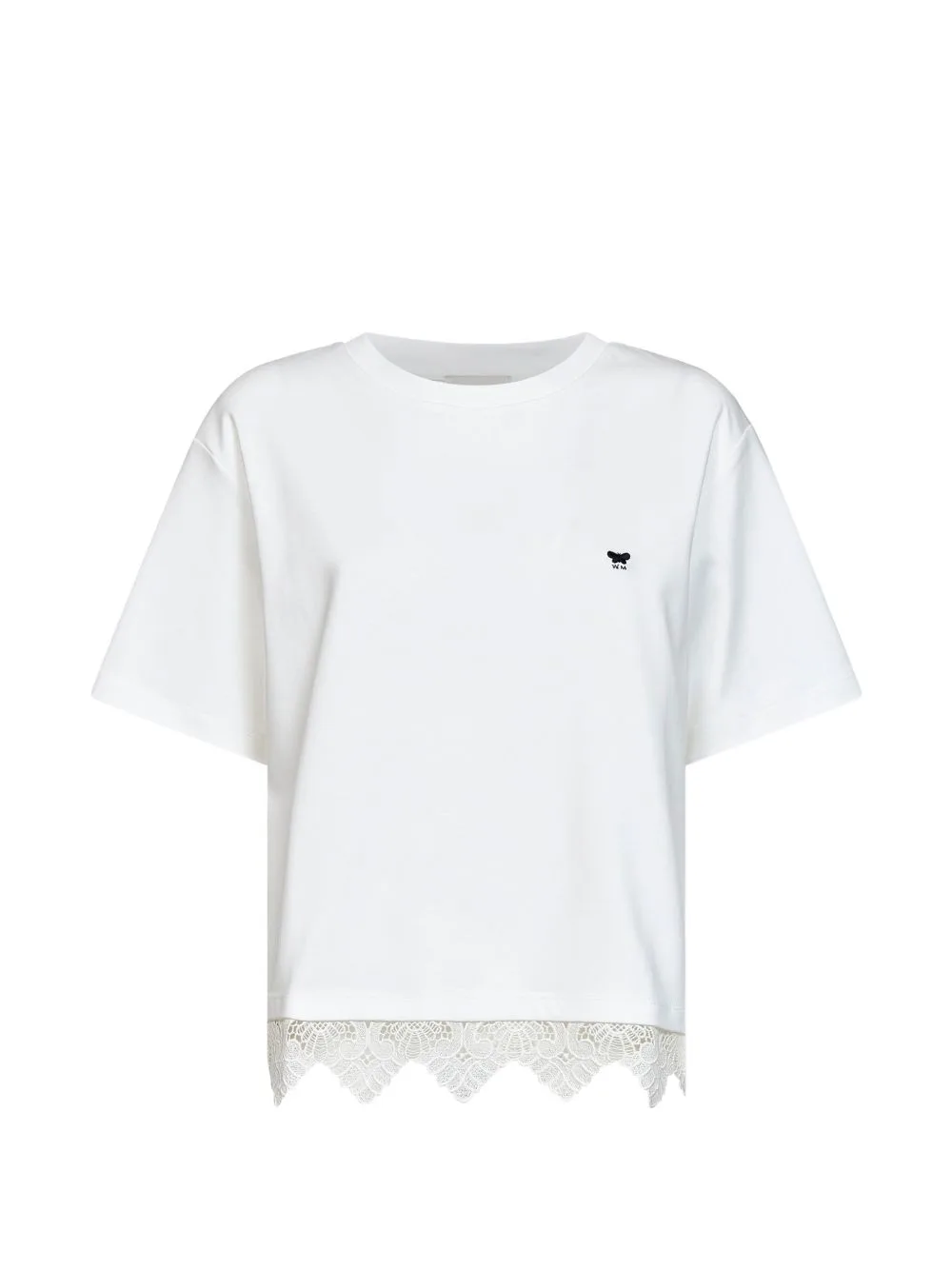 Lace-Trim Butterfly-Embroidered T-Shirt by Weekend Max Mara