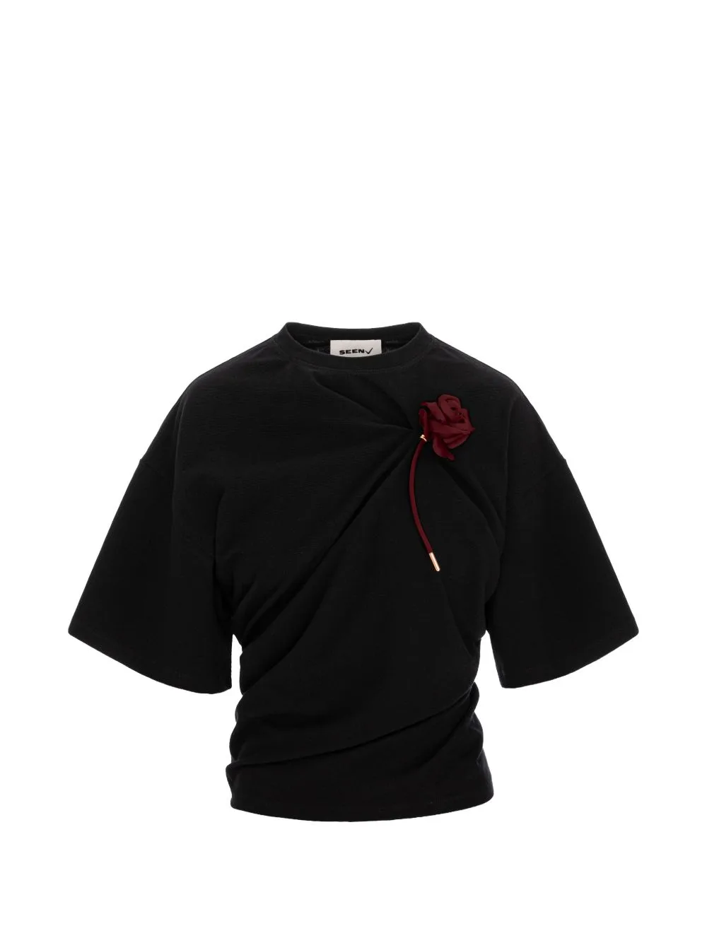 Suspended Rose Asymmetrical T-Shirt by Seen Users