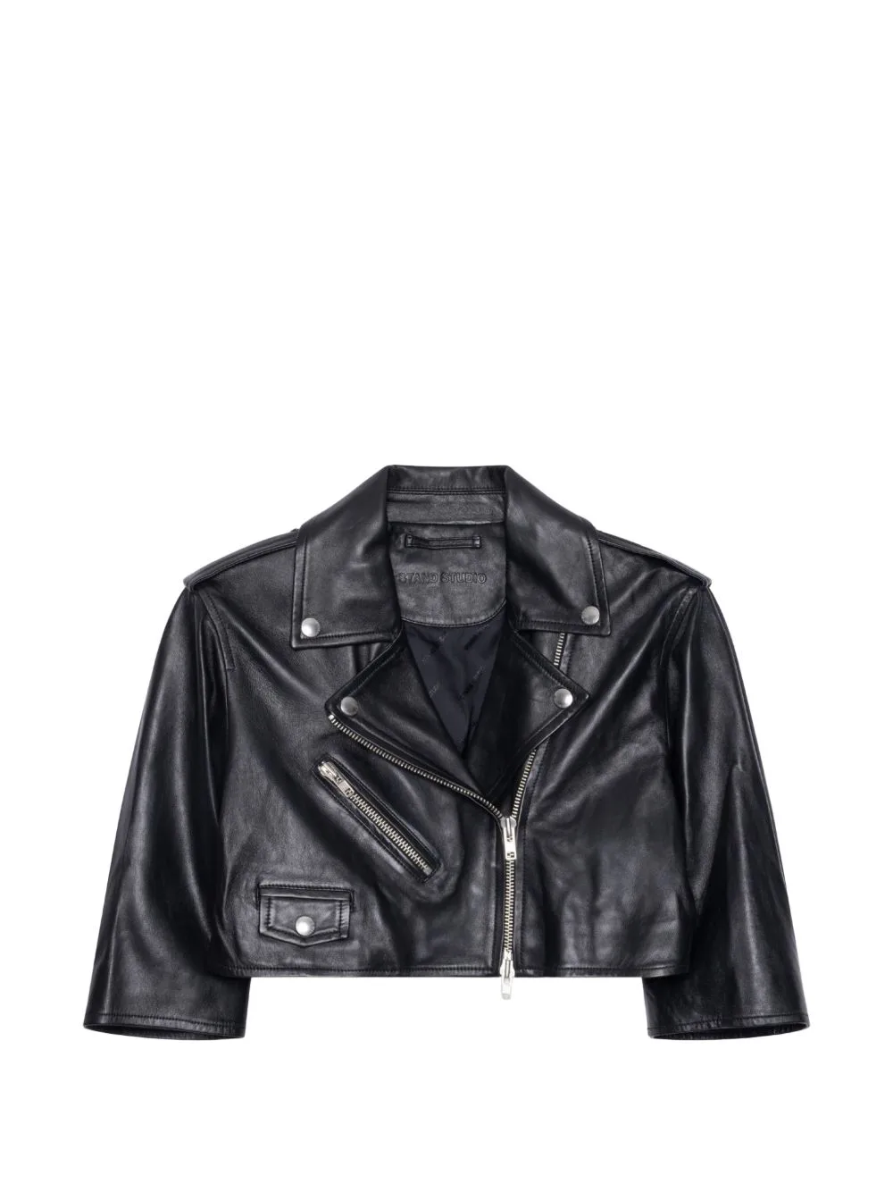 Piper Cropped Leather Jacket by STAND STUDIO