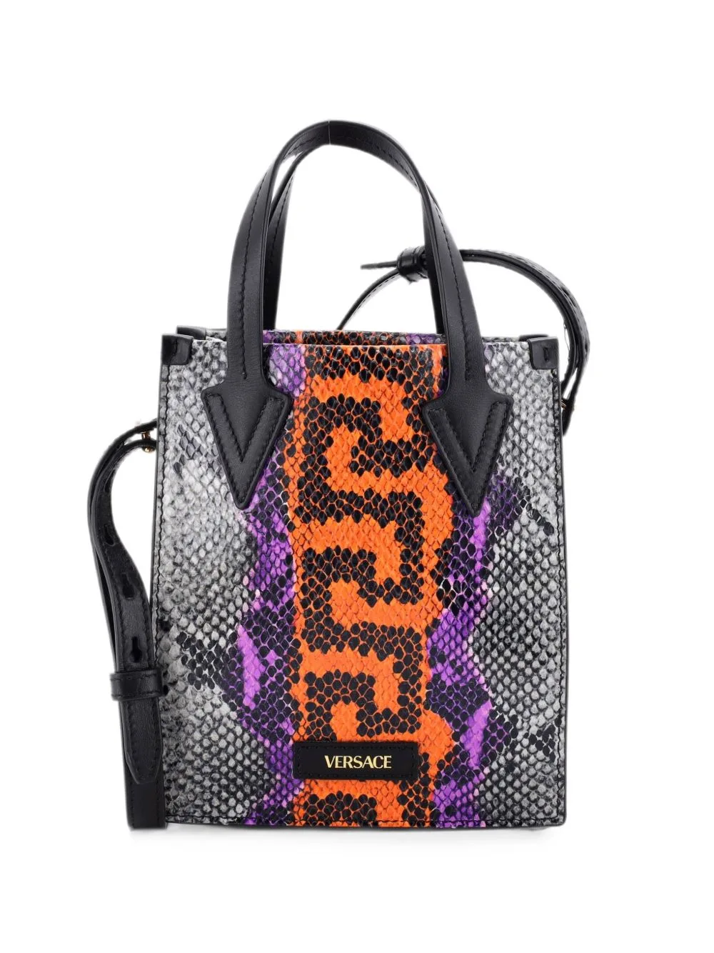 Convertible Python Embossed Leather Mini Tote Bag by Versace Pre-Owned