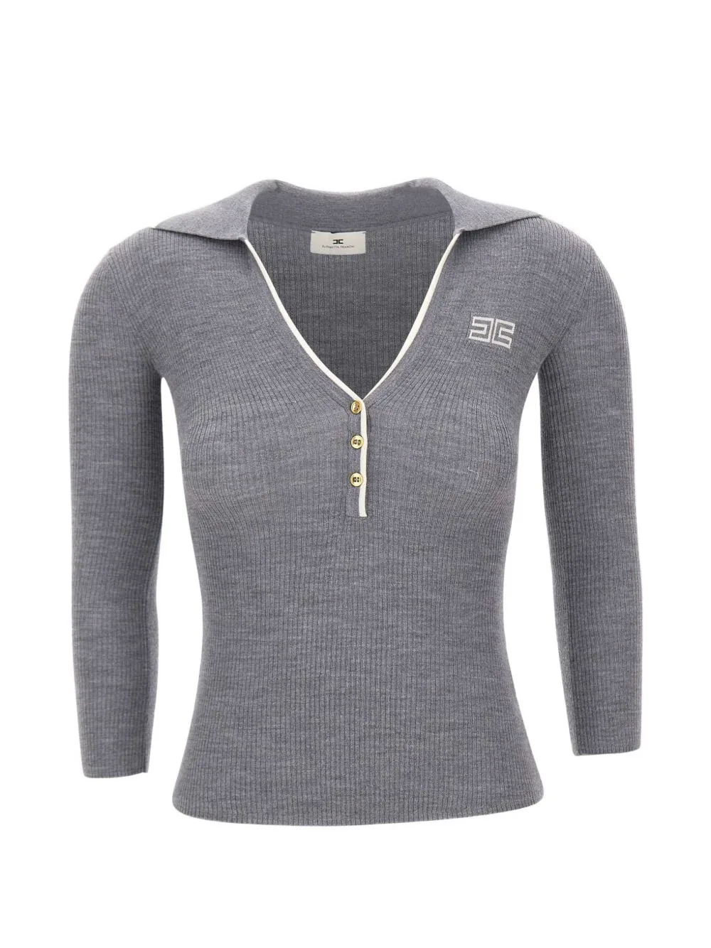 Ribbed-Knit Logo-Embroidered Polo Shirt by Elisabetta Franchi
