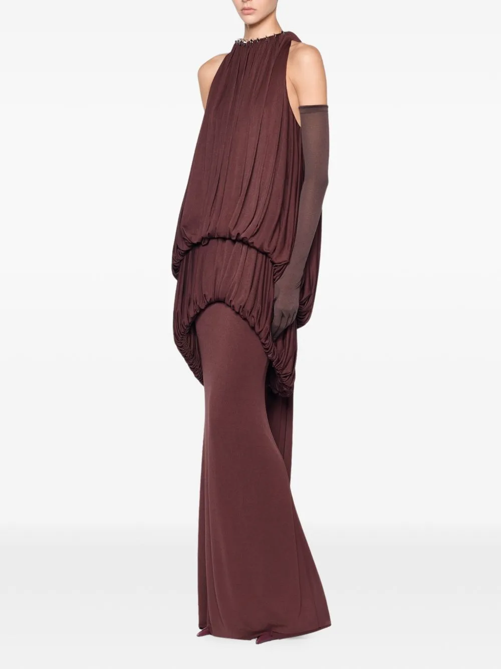 Mayer Draped-Bodice Hardware-Detail Maxi Dress by CHATS BY C.DAM