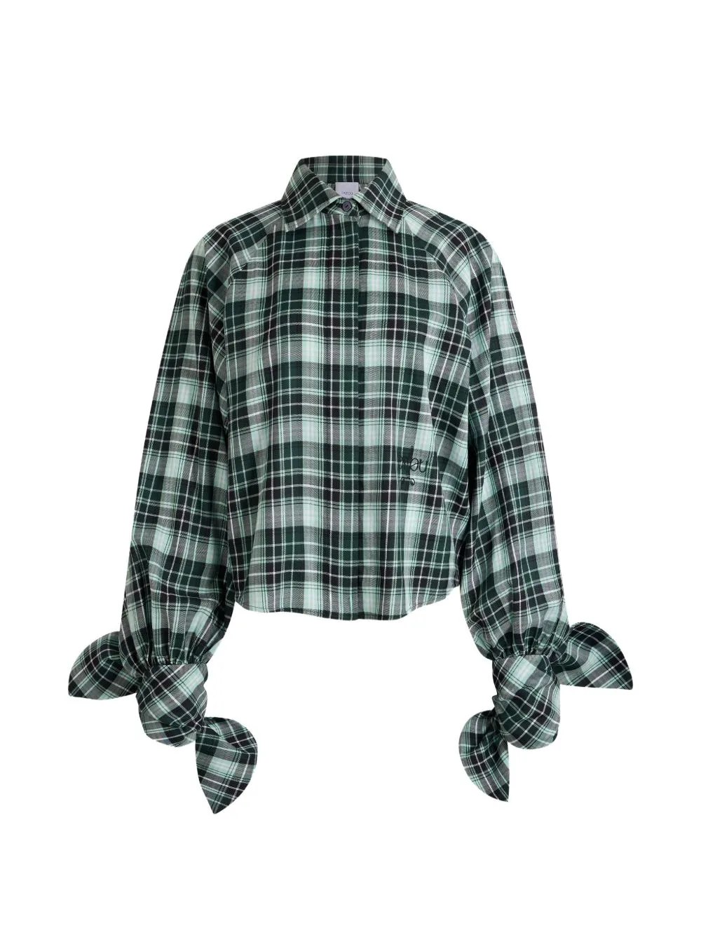 Bow-Sleeve Check Shirt by Patou