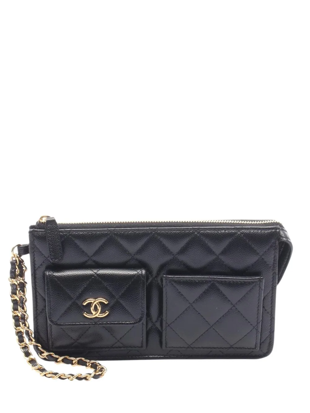 2021-2026 Quilted Caviar Polly Pocket Wristlet Pouch Clutch Bag by CHANEL Pre-Owned