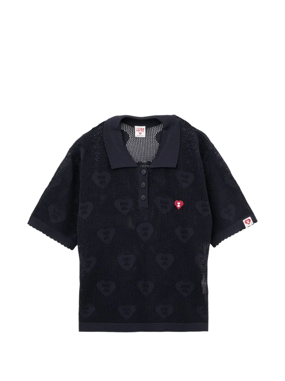 Heart-Motif Open-Knit Polo Shirt by APEE™ by *A BATHING APE®
