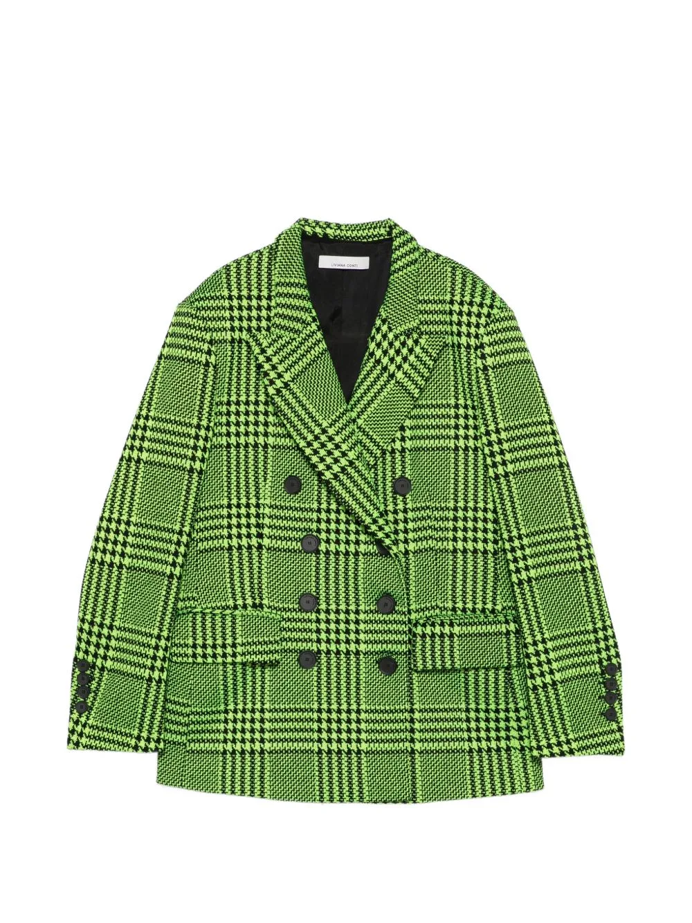 Double-Breasted Check-Pattern Blazer by Liviana Conti