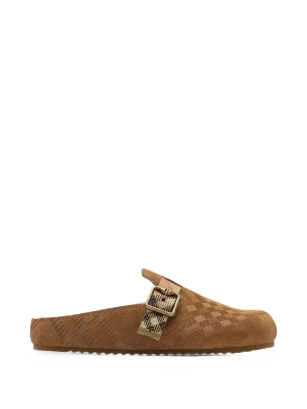 Urchin Check-Pattern Buckle-Fastening Flat Mules by Burberry