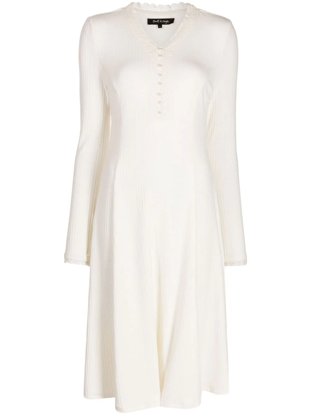 Ribbed V-Neck Midi Dress by tout a coup