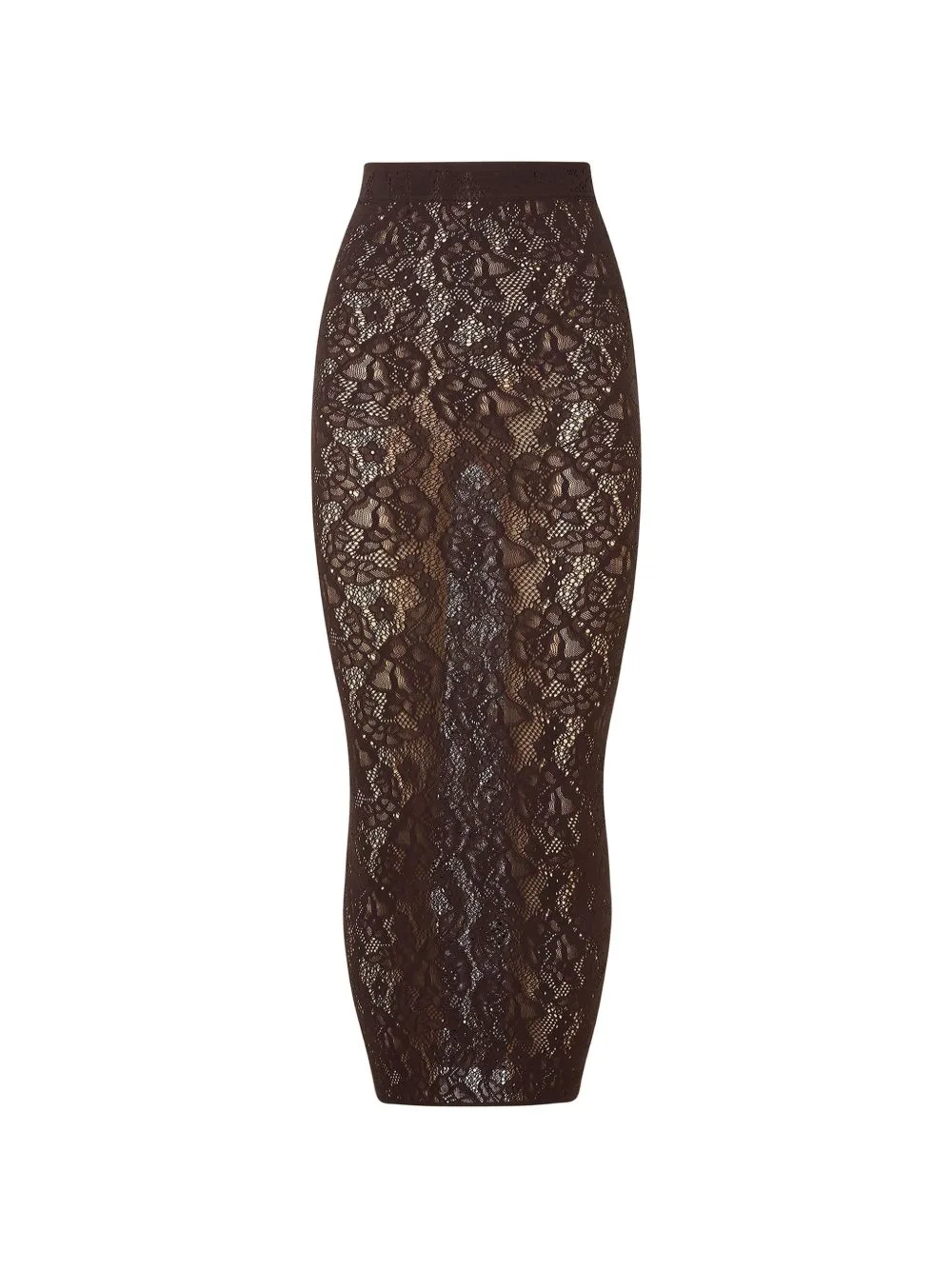 Infinite Rose Lace-Knit Fitted Midi Skirt by Wolford