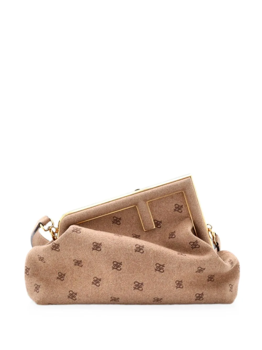 First Bag FF Karligraphy Flannel Medium Clutch Bag by Fendi Pre-Owned
