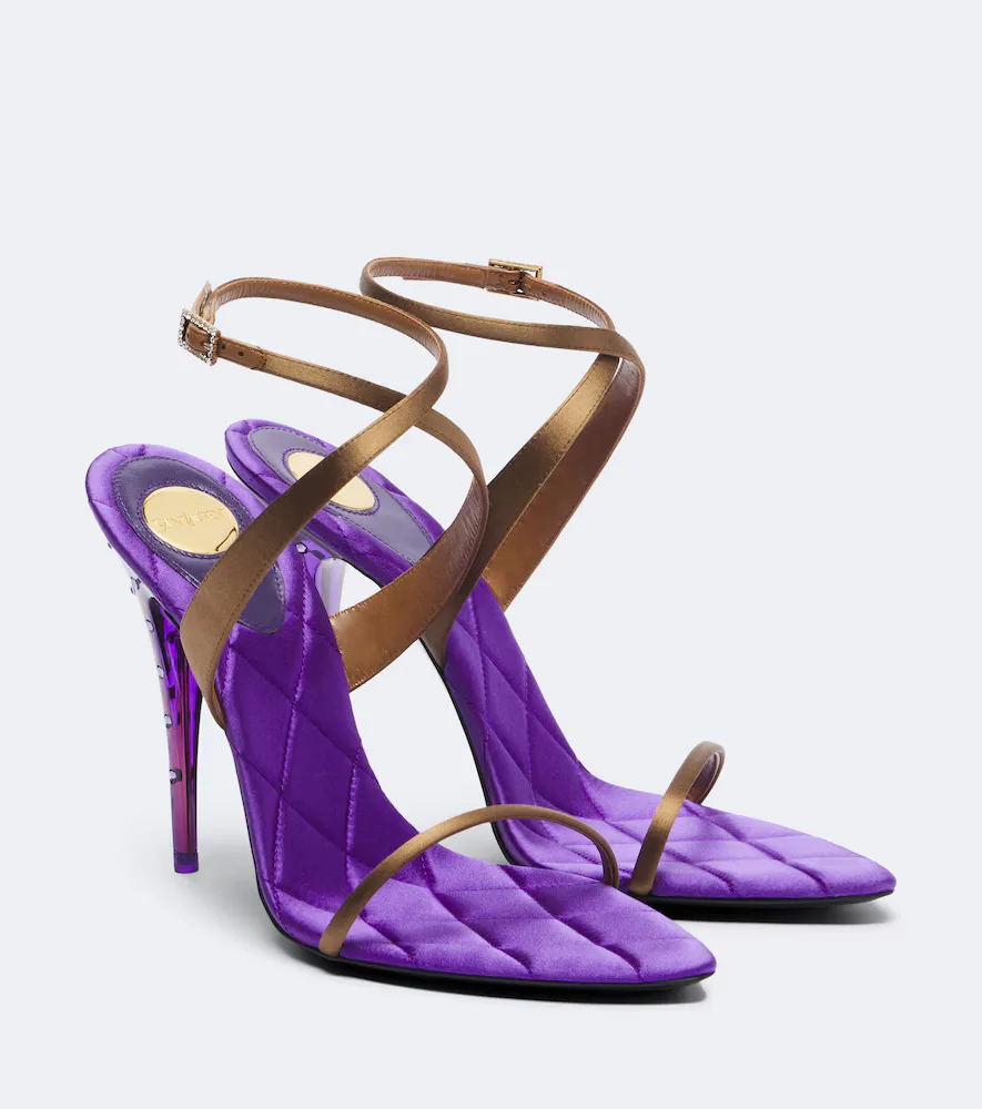 Ivresse Embellished Quilted Satin Sandals by Saint Laurent