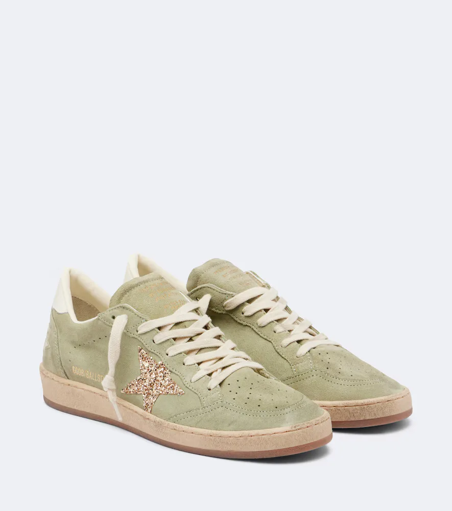 Ball Star Glitter Suede Sneakers by Golden Goose