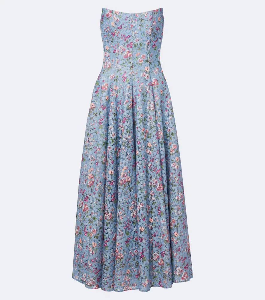 Embroidered Floral Bustier Cocktail Dress by Markarian