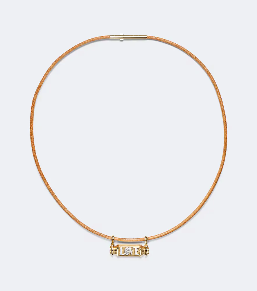 Love Smash 18kt Gold and Leather Pendant Necklace with Diamond by Marie Lichtenberg