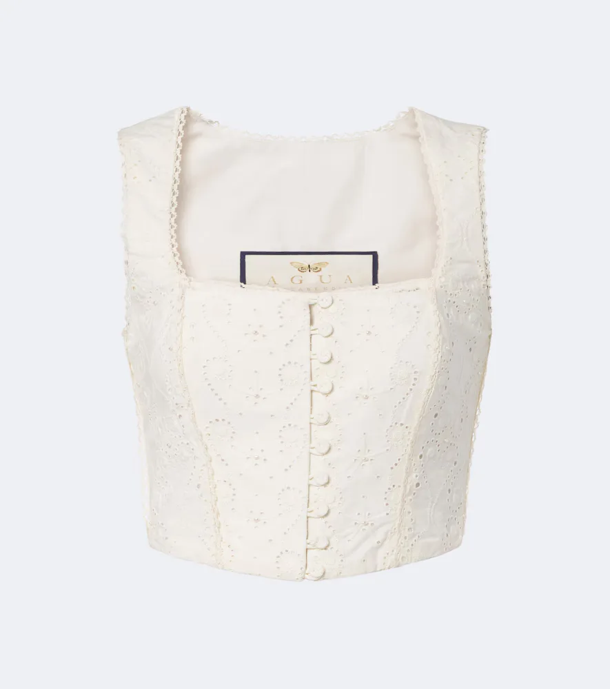 Cornalina Broderie Anglaise Cotton Bustier Top by Agua by Agua Bendita