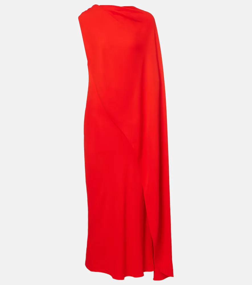 Open-Back Caped Silk and Wool Crêpe Gown