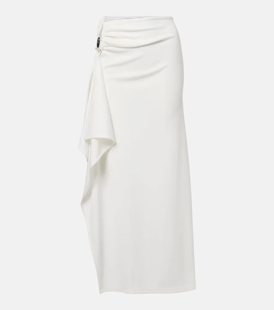 Ribbed-Knit Draped Maxi Skirt