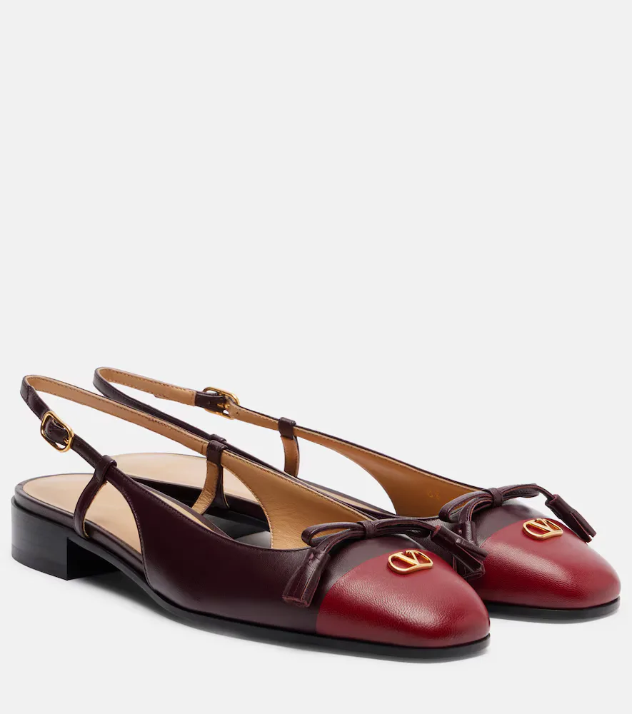 Valet Du Roi Leather Slingback Ballet Flats
