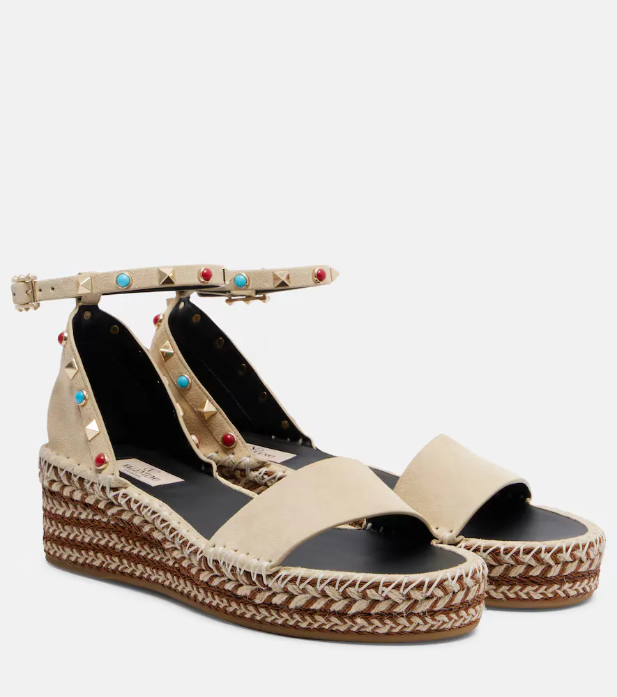 Rockstud Suede Espadrille Sandals