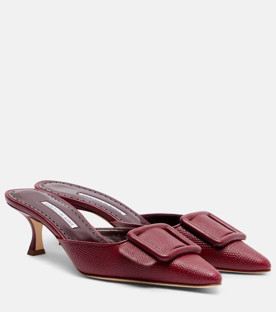Maysale 50 Snake-Effect Leather Mules by Manolo Blahnik