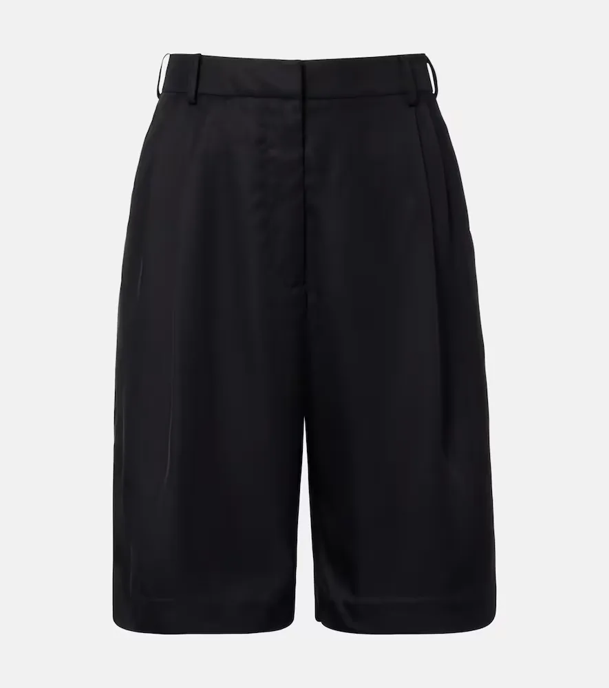 Marfa Pleated Twill Bermuda Shorts by The Frankie Shop