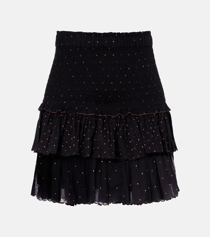 Polka-Dot Embroidered Cotton Miniskirt